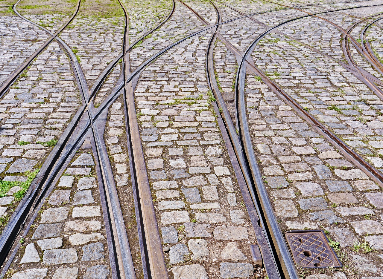 Straßenbahnschienen im Pflasterverbund