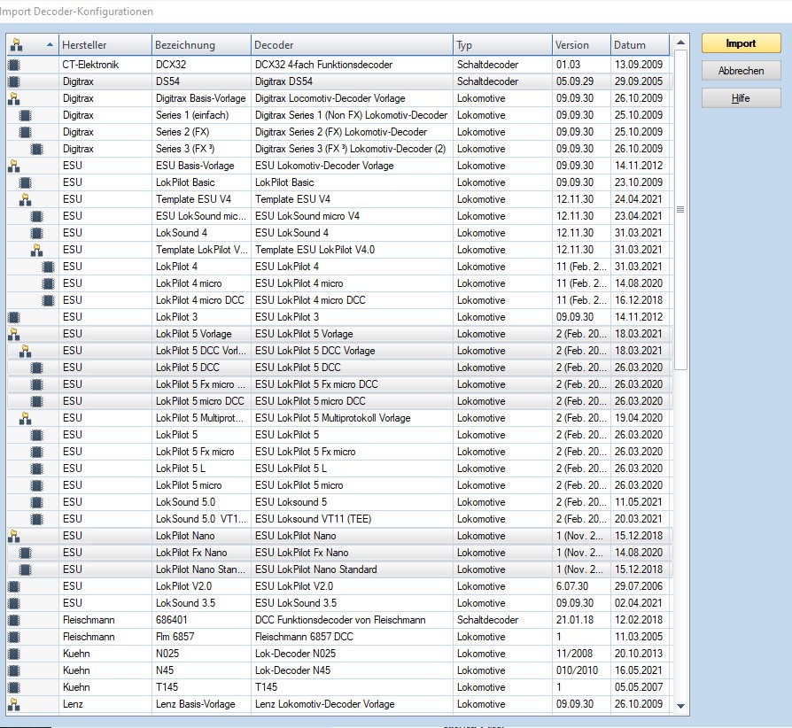 Trainprogrammer Import Datenbank